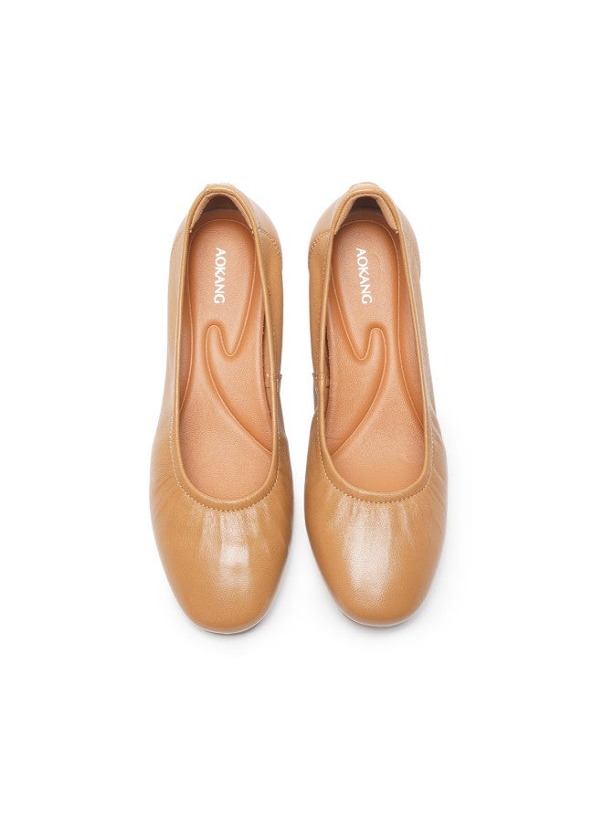 AOKANG Sheepskin] 2026 Spring New Women's Shoes Shallow Soft Sole Comfortable Commuting Simple Women's Flats - Image 3