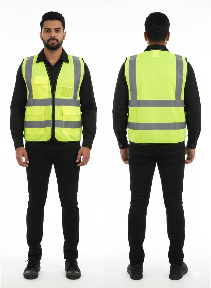 Safety vest for engineers with a zipper -phosphorescent