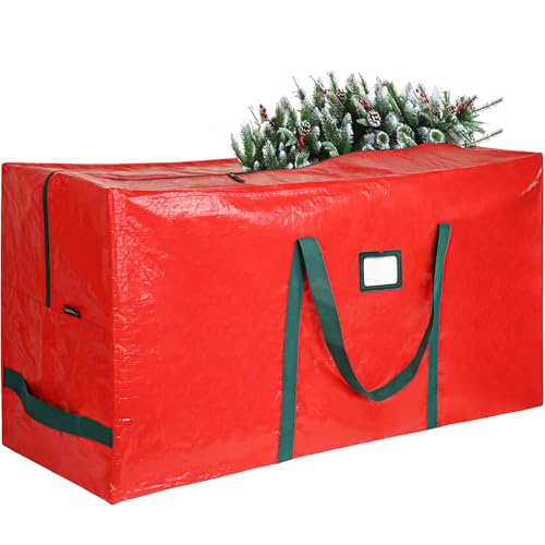 lucdnc Large Christmas Tree Storage Bags Heavy Duty Tree Bags Holiday Storage Bags Protects From Moisture Or Dust,Alternative To Xmas Tree Storage Box (Red, 9 Ft) - Image 1