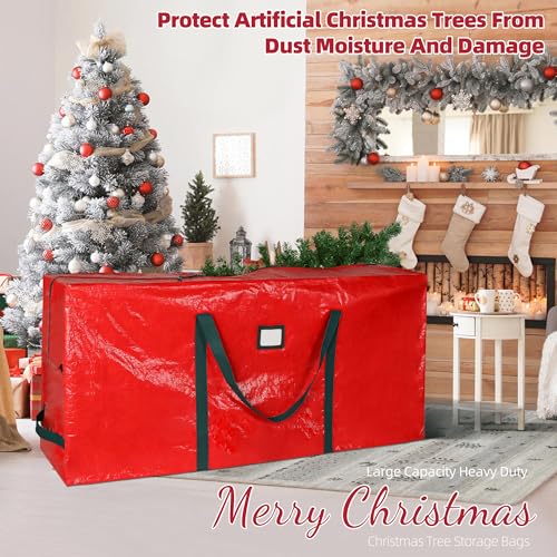 lucdnc Large Christmas Tree Storage Bags Heavy Duty Tree Bags Holiday Storage Bags Protects From Moisture Or Dust,Alternative To Xmas Tree Storage Box (Red, 9 Ft) - Image 5