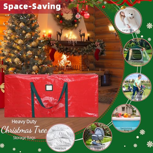 lucdnc Large Christmas Tree Storage Bags Heavy Duty Tree Bags Holiday Storage Bags Protects From Moisture Or Dust,Alternative To Xmas Tree Storage Box (Red, 9 Ft) - Image 4