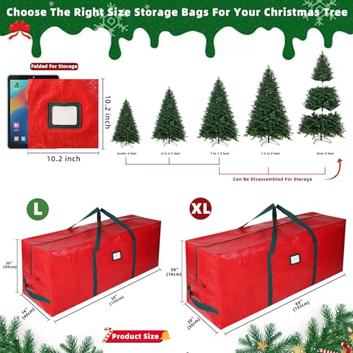 lucdnc Large Christmas Tree Storage Bags Heavy Duty Tree Bags Holiday Storage Bags Protects From Moisture Or Dust,Alternative To Xmas Tree Storage Box (Red, 9 Ft) - Image 3