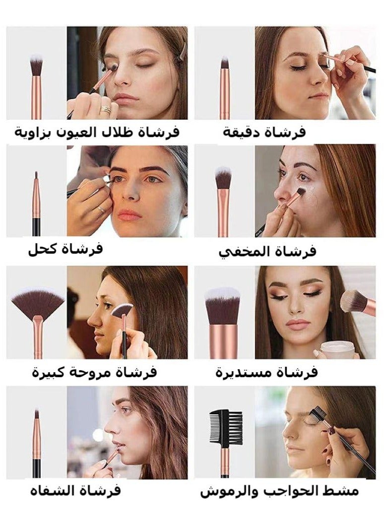 Generic 16 PCS Makeup Brush Kit for Foundation Liquid Cream Blending Powder Eyeshadow Blush Cosmetics Concealer Brushes with Soft & Dense Bristles  - Image 3
