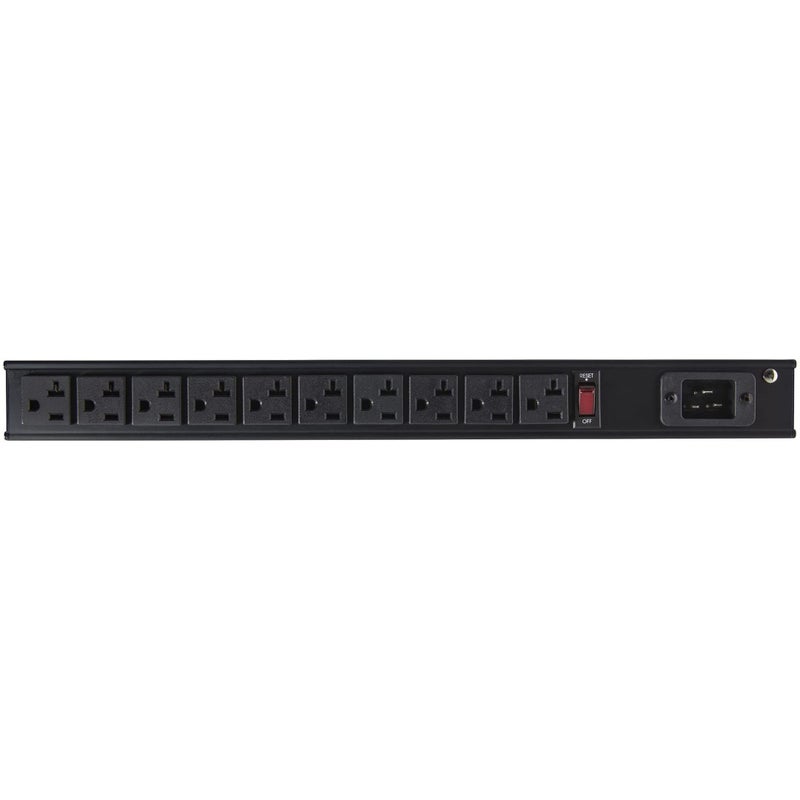 StarTech.com 10 Outlet Rack Mount Power Strip 125V/16 Amp - 1U Horizontal 19" Rackmount PDU - NEMA 5-20P Input - 10x NEMA 5-15/20R Outlets - Rack Mount PDU - UL Listed - 8ft Power Cord (RKPW101920) - Image 4
