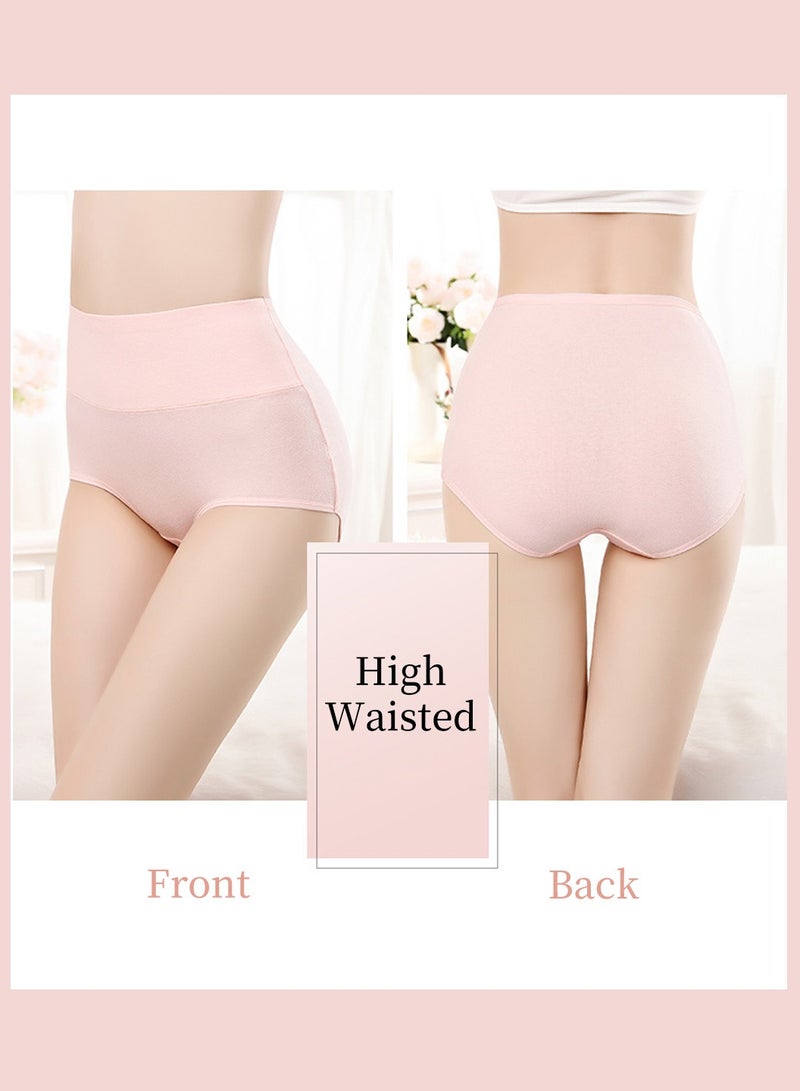 Moovant 4-Piece Women's Briefs Underwear Set, Plus Size Cotton Panties, Soft Tummy Control Hip Lift High-waisted Briefs Set, Ladies Solid Color Triangle Pants Set  - Image 2