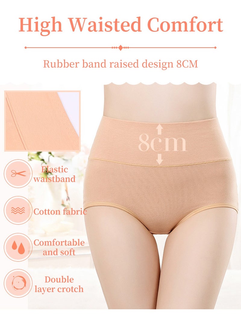 Moovant 4-Piece Women's Briefs Underwear Set, Plus Size Cotton Panties, Soft Tummy Control Hip Lift High-waisted Briefs Set, Ladies Solid Color Triangle Pants Set  - Image 3