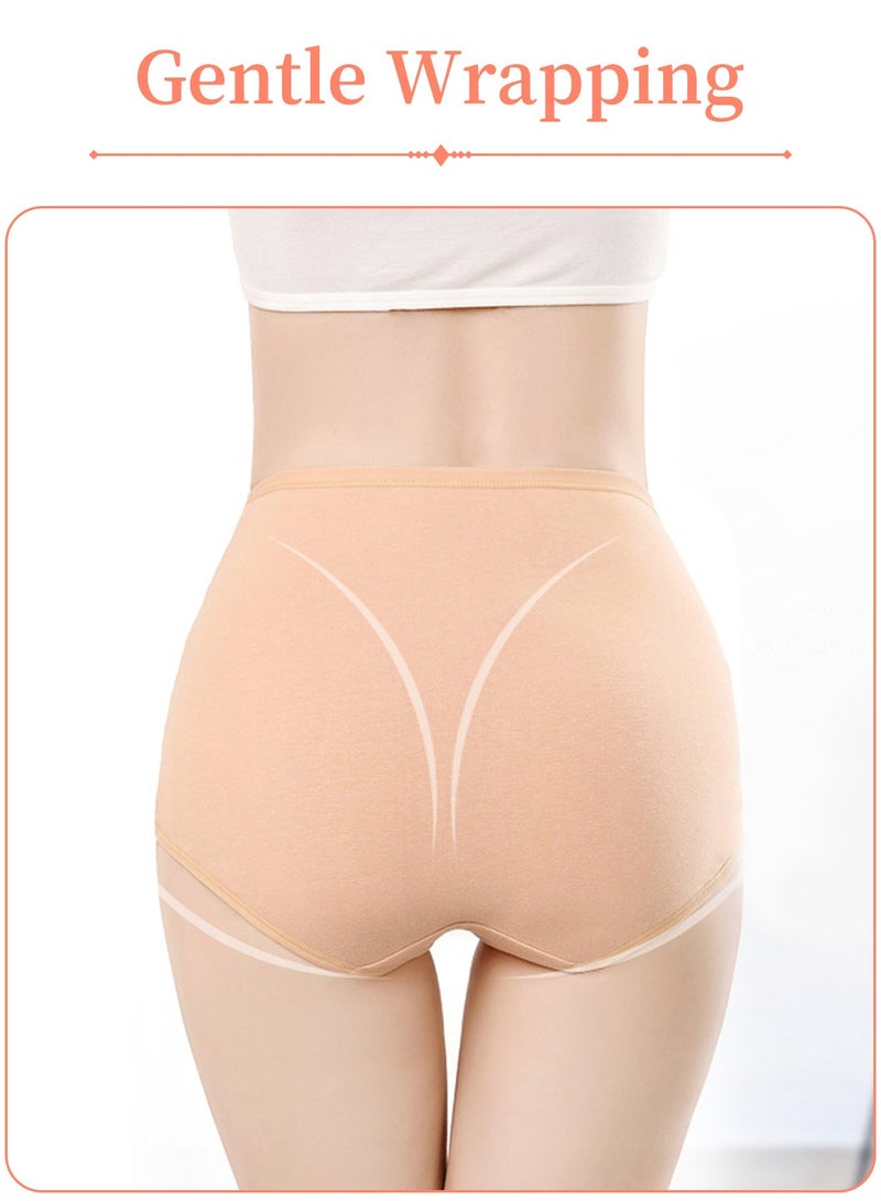 Moovant 4-Piece Women's Briefs Underwear Set, Plus Size Cotton Panties, Soft Tummy Control Hip Lift High-waisted Briefs Set, Ladies Solid Color Triangle Pants Set  - Image 4