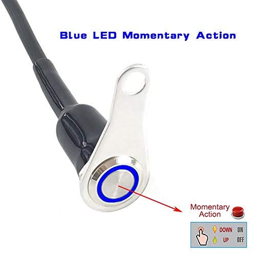 RAYANA Stainless Steel LED Motorcycle Switch Horn Handlebar Adjustable Mount Waterproof DC12V Momentary Button Switch (A-Blue-Monentary Button) - Image 2