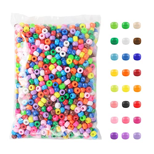 Simetufy 1200 Pcs Pony Beads Plastic Beads for Bracelet Making, Multi-Colored Beads for Hair Braiding, DIY Crafts, Kandi Jewelry, Key Chains and Ornaments Decorations 24 Assorted Colors - Image 1
