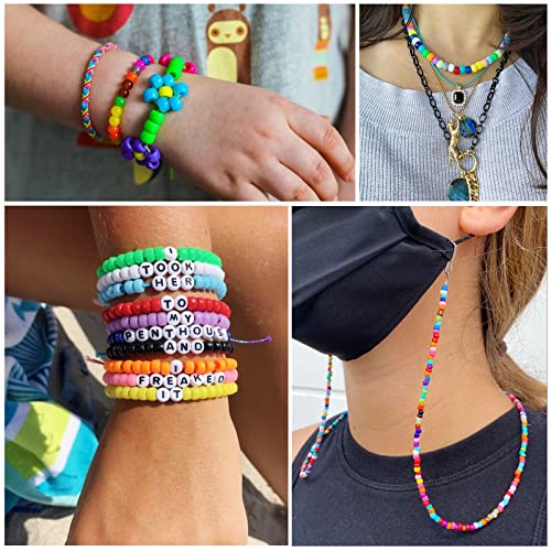 Simetufy 1200 Pcs Pony Beads Plastic Beads for Bracelet Making, Multi-Colored Beads for Hair Braiding, DIY Crafts, Kandi Jewelry, Key Chains and Ornaments Decorations 24 Assorted Colors - Image 5