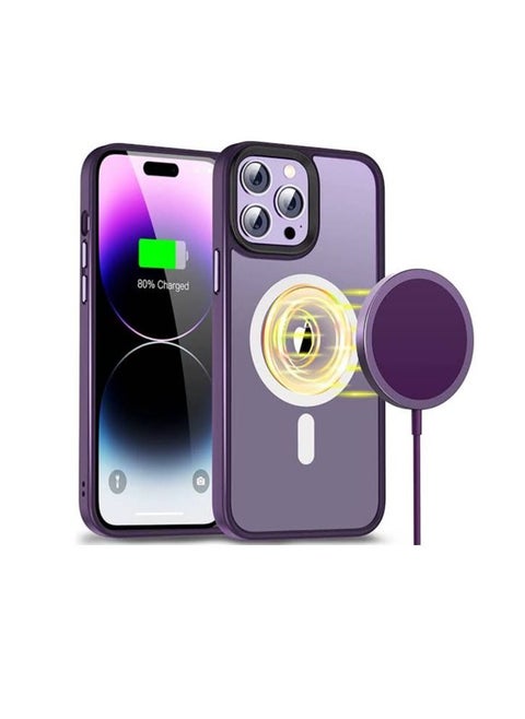 Magnetic Protective Case For iPhone 12 Pro Max, Compatible with MagSafe, Matte Plastic Anti-Scratch with Soft Thermal Polyurethane Edges dark purple