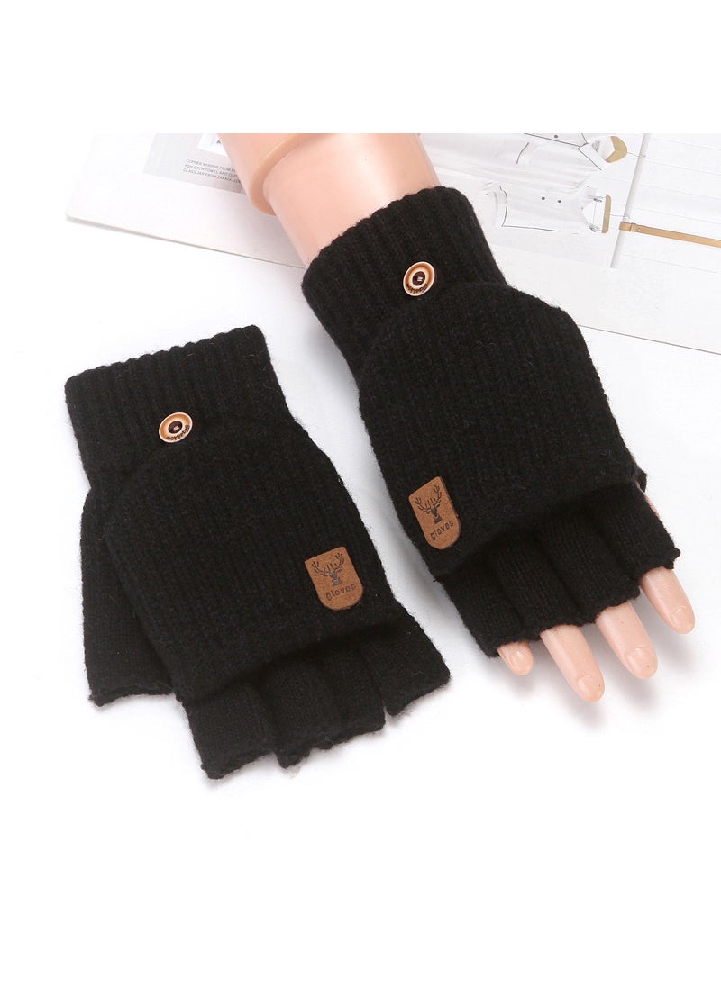 Embroidered Flip Half-Finger Gloves Knitted Winter Warm ThickenedLabeling Black Labeling Black - pzsku/Z355EADD56546CEE3D1F7Z/45/_/1723117192/3f88f655-4a85-482b-a9e6-a3caf80ffba9