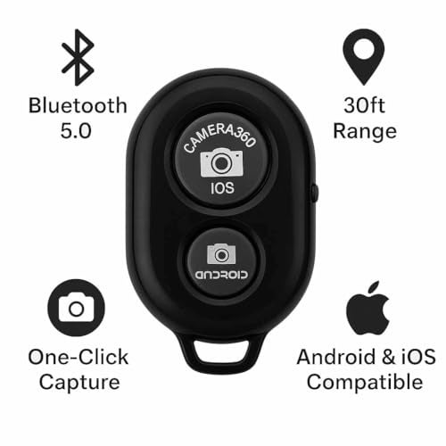 POPIO Bluetooth Remote Shutter Button for Selfie Stick Tripod | Wireless Camera Controller Clicker Compatible with Android & iOS Smartphones - Image 2