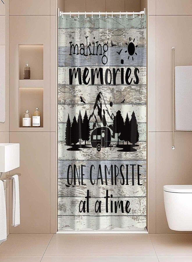 Drgilau RV Small Stall Shower Curtain, Retro Rustic Wood Shower Curtain Camping Themed Motor RV Bath Curtains Decor, Waterproof Small Travel Camping Bathroom Curtains with 12 Hooks 47X64 Inch - Image 3
