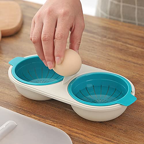 ONICORN Microwave Egg Poacher Double Cup Steamer Microwave Cookware Fried Egg Maker Cooker Kitchen Cookware Gadget (1 PCS) (Blue) - Image 5