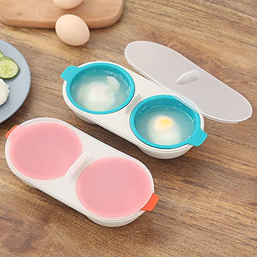 ONICORN Microwave Egg Poacher Double Cup Steamer Microwave Cookware Fried Egg Maker Cooker Kitchen Cookware Gadget (1 PCS) (Blue) - Image 4