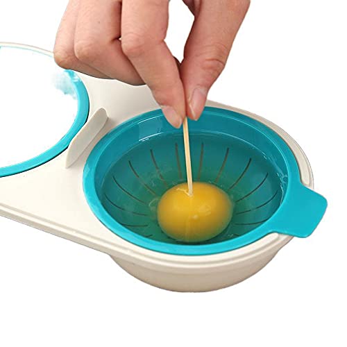 ONICORN Microwave Egg Poacher Double Cup Steamer Microwave Cookware Fried Egg Maker Cooker Kitchen Cookware Gadget (1 PCS) (Blue) - Image 3