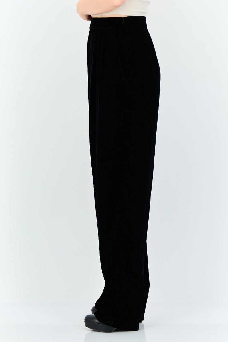 KOTON Ece Sukan x Koton Women Regular Fit Solid Straight Pants, Black - Image 4