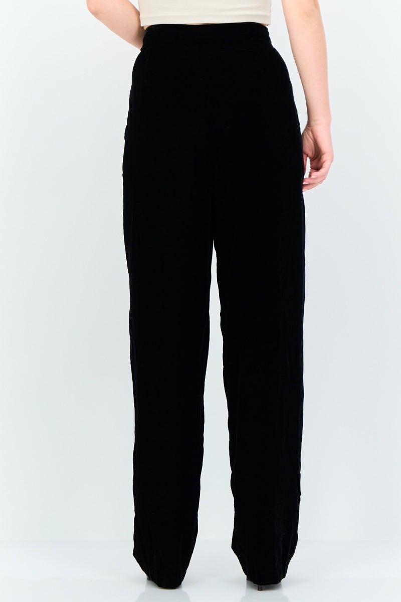 KOTON Ece Sukan x Koton Women Regular Fit Solid Straight Pants, Black - Image 2