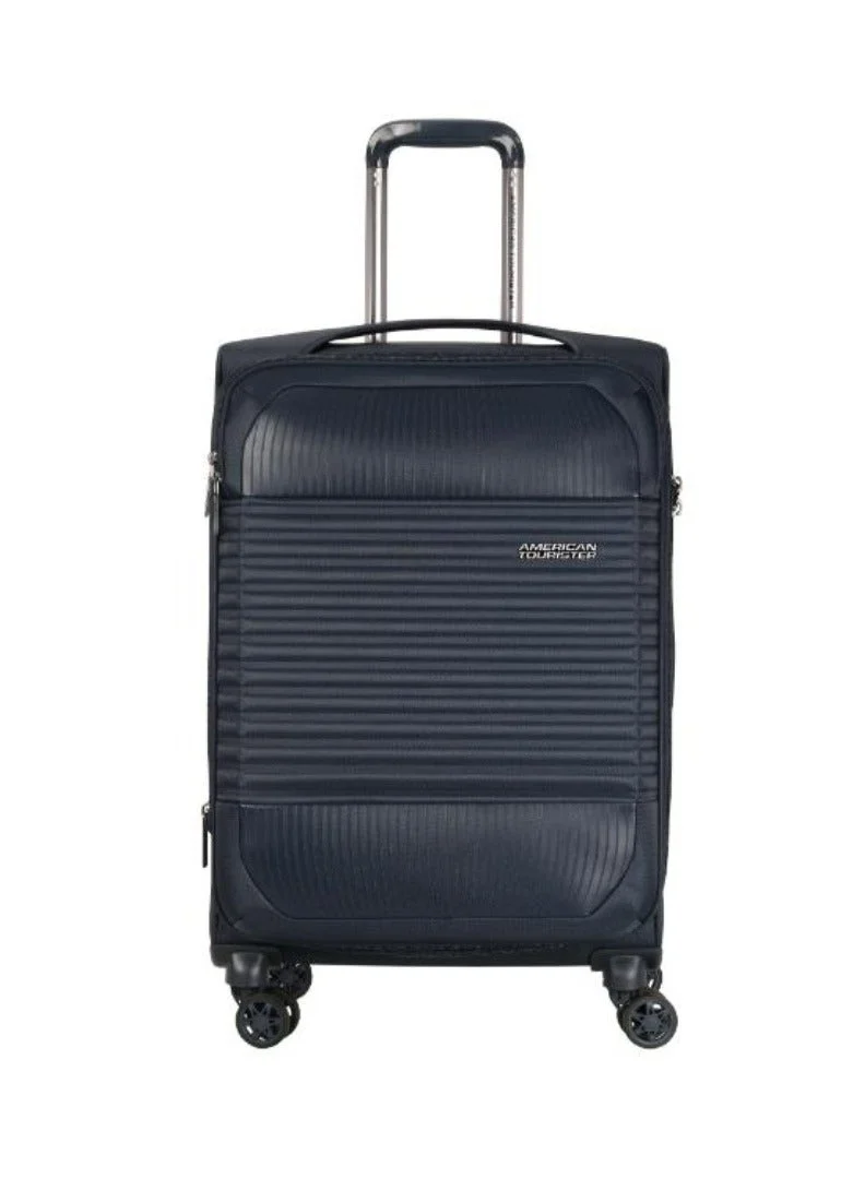 AMERICAN TOURISTER Fornax Suitcase, Check-In Size 66 cm / 24 inch, 4 Spinner Wheels, Soft Top, Polyester, Ensign Blue|Telescopic Handle|TSA Lock|Front Storage Compartment|Expandable - 3 Years International Warranty