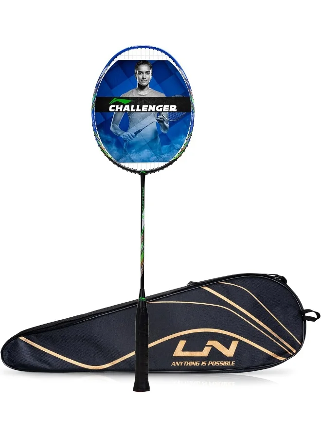 Li-Ning Li-Ning Challenger Boost Carbon Graphite Strung Badminton Racquet, 84 Grams, 30 Lbs String Tension and Free Full Cover