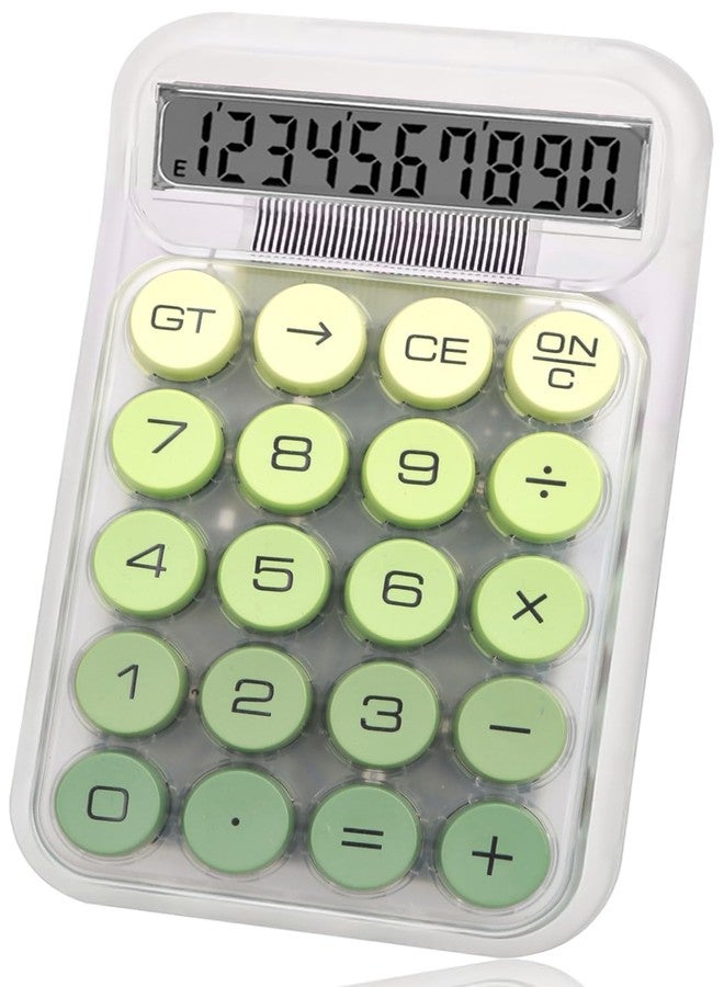 HUTUDD Cute Calculators Desktop, Mechanical Calculator Clear LCD Display Big Buttons 10 Digit Basic Desk Calculators for Business Office Supplies (Green) - Image 1