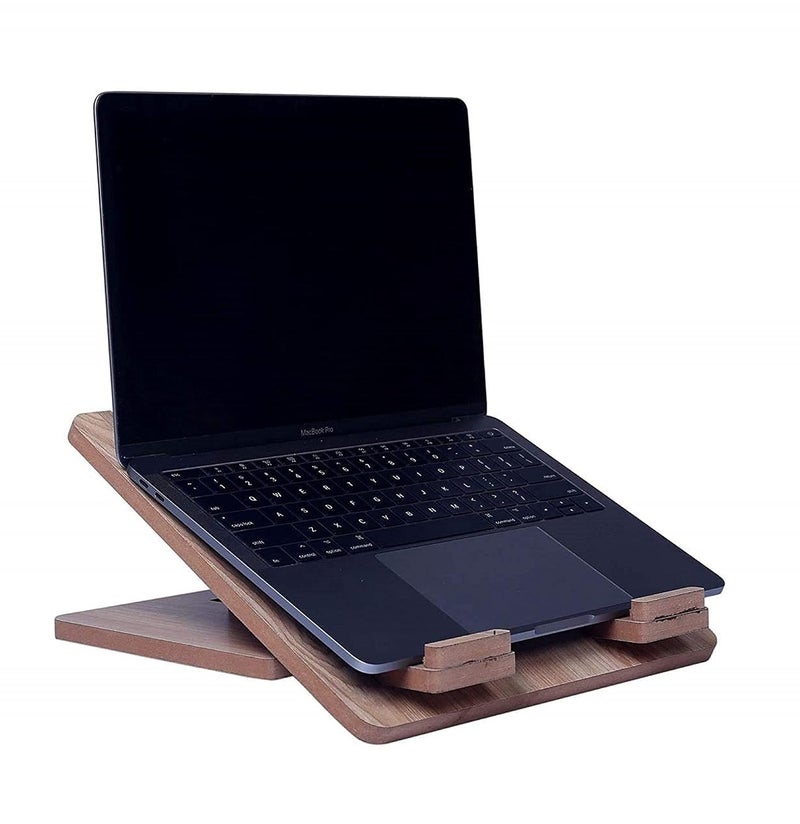 BeeDuck Portable Ultra Slim Craft Wooden Laminate Handmade Laptop Stand with Adjustable Height Laptop Table Foldable Laptop Stand for Desk Wooden Compatible Laptop