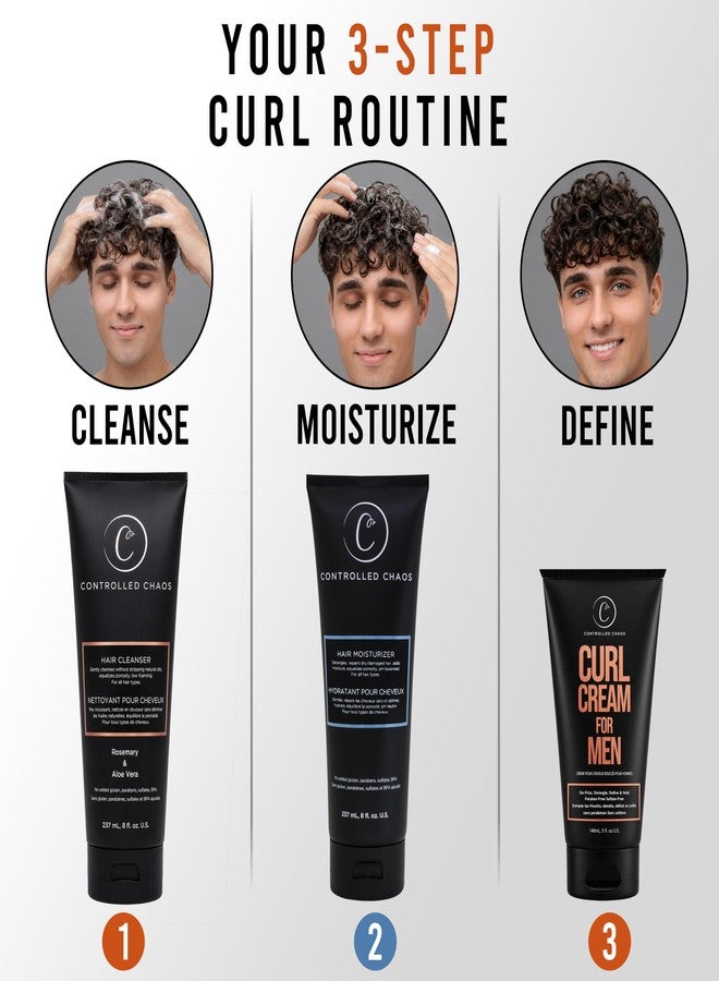 Controlled Chaos Men's 3-Step Curl Care Bundle – Sulfate-Free Hair Cleanser, Hair Moisturizer & Curl Cream for Men – Anti-Frizz Men’s Curly Hair Products for Wavy, Curly & Coily Hair - Image 4