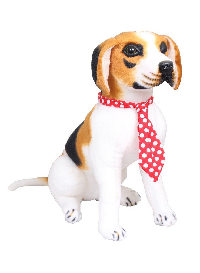 Tickles Tickles Soft Stuffed Plush Sitting Beagle Animal Dog Wearing Tie Toy for Kids Boys & Girls (Color: White Size: 30 cm)  - Image 1