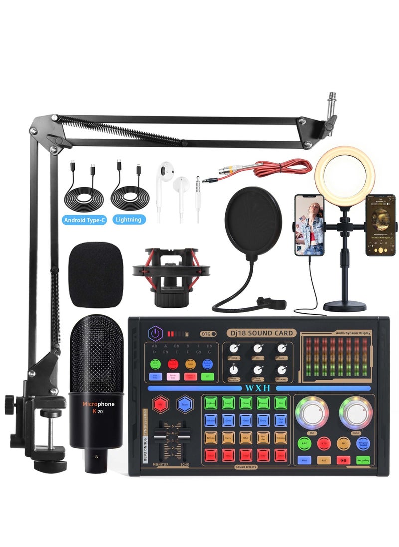 Sunbmebge - WXH Professional Sound Card Game Microphone Mobile Karaoke Live Computer Mixing Dj Tuning Live Full Equipment - Image 1