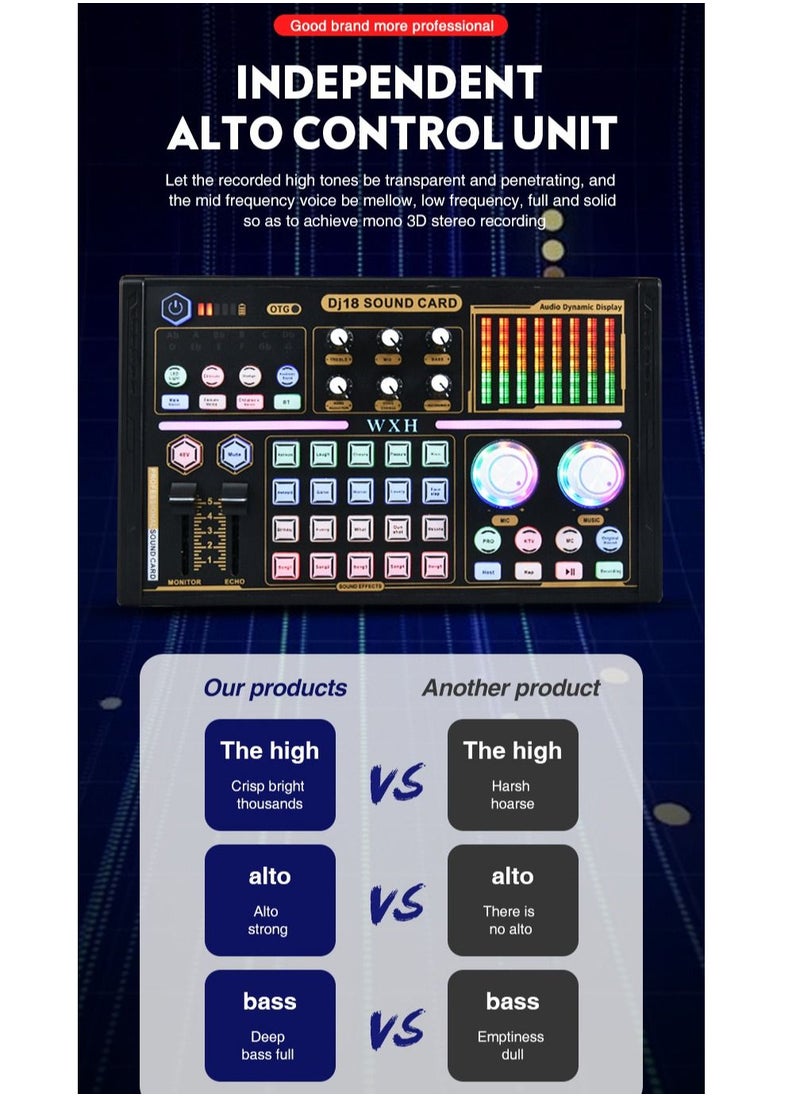 Sunbmebge - WXH Professional Sound Card Game Microphone Mobile Karaoke Live Computer Mixing Dj Tuning Live Full Equipment - Image 1