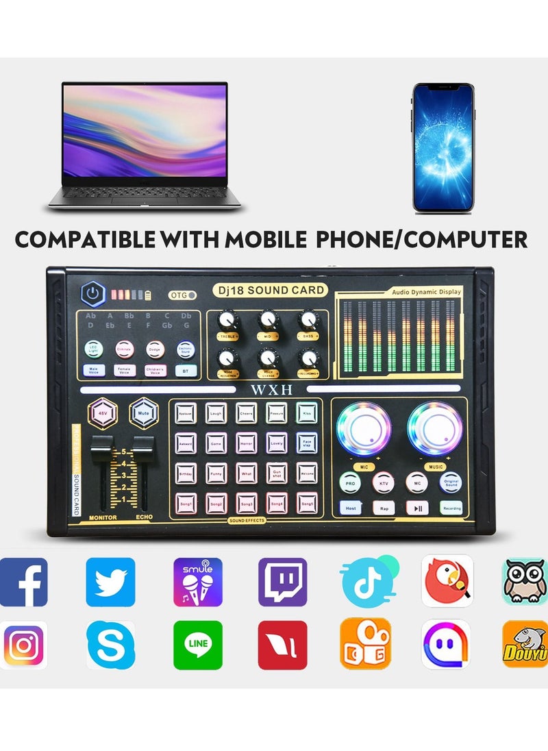 Sunbmebge - WXH Professional Sound Card Game Microphone Mobile Karaoke Live Computer Mixing Dj Tuning Live Full Equipment - Image 1