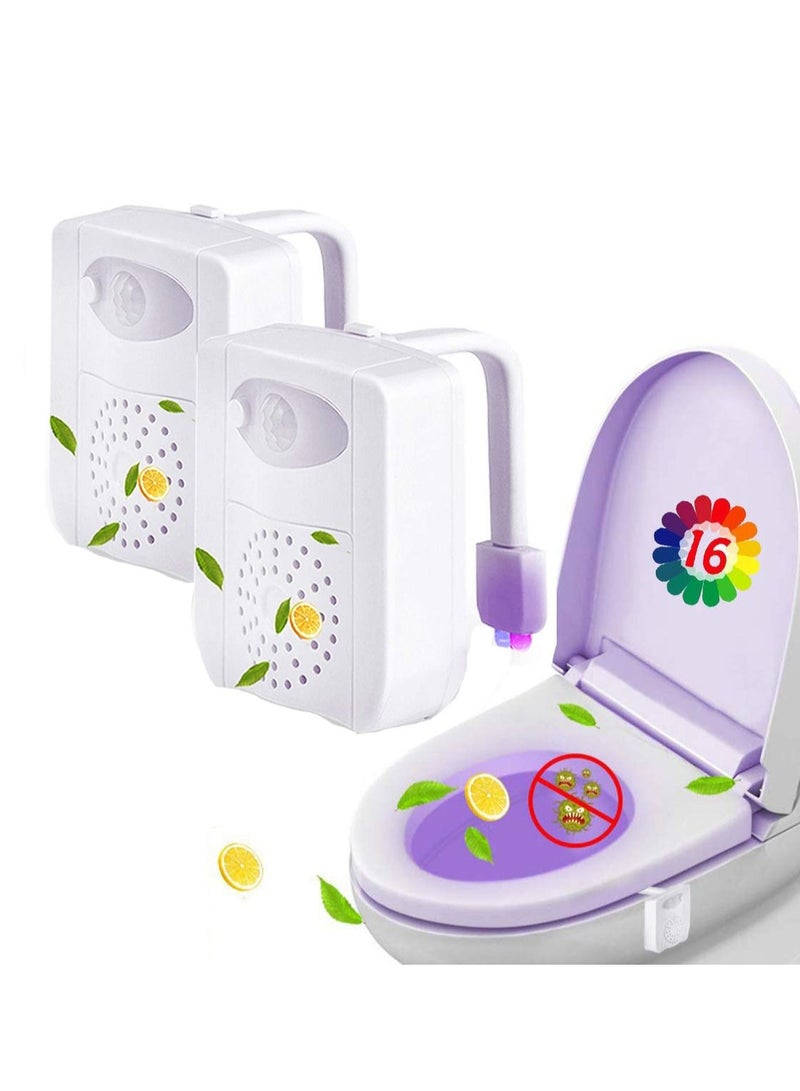 SYOSI Toilet Light Motion Sensor Detection Led Light with Aroma Toilet Toilet Restroom Night Light Gadget 16 Color Toilet Light Sensor Light (2 Pieces) - Image 1