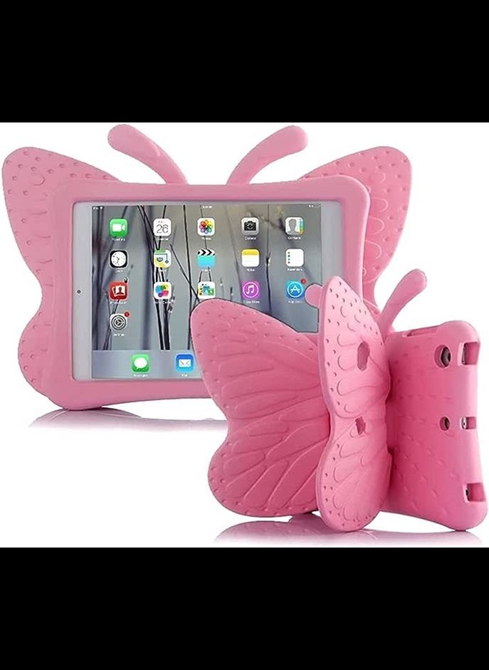 iPad Mini case for Kids, Non-Toxic LightWeight 3D Cartoon Butterfly EVA Shockproof Drop Proof Stand Case for Ipad Mini/iPad Mini 2 / iPad Mini 3/ iPad Mini 4 case, (Pink)