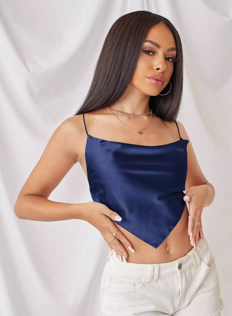 Tie Back Hanky Hem Cami Top - Image 1