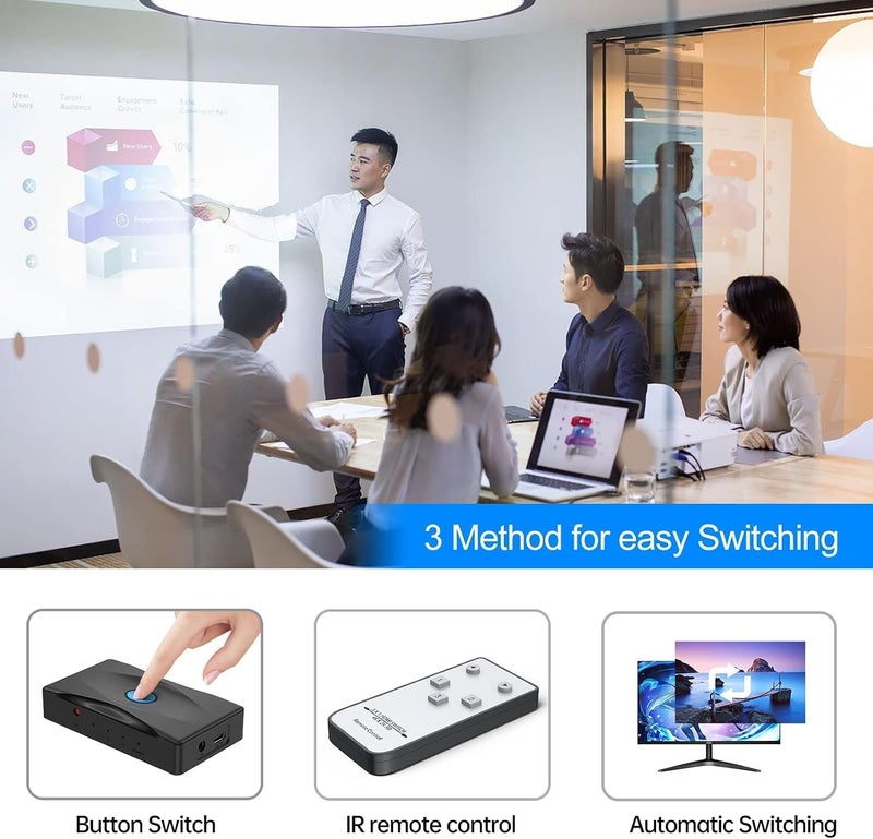 Yinker HDMI Switch 4K@60Hz 3 Port , HDMI Switch 3 in 1 Out w/ IR Remote & HDMI Cable, 4K Switcher Selector Supports HDCP2.2, HDR, Auto Scan for Fire Stick 4K, HDTV, PS4/5, Game Consoles, PC - Image 4
