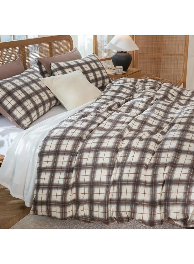 BUPIRD Buffalo Plaid Comforter Set King 3 Pieces Soft Cute Plaid Bedding Comforter Lightweight Check Geometric Style Geometric Comforter Set for All Seasons 1 Comforter and 2 Pillowcases - Image 5