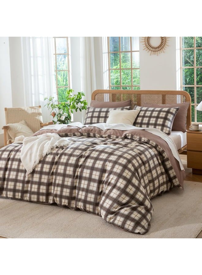 BUPIRD Buffalo Plaid Comforter Set King 3 Pieces Soft Cute Plaid Bedding Comforter Lightweight Check Geometric Style Geometric Comforter Set for All Seasons 1 Comforter and 2 Pillowcases - Image 3