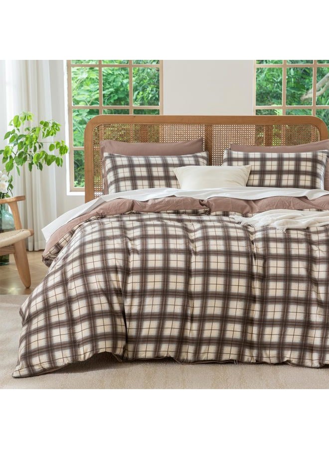 BUPIRD Buffalo Plaid Comforter Set King 3 Pieces Soft Cute Plaid Bedding Comforter Lightweight Check Geometric Style Geometric Comforter Set for All Seasons 1 Comforter and 2 Pillowcases - Image 1