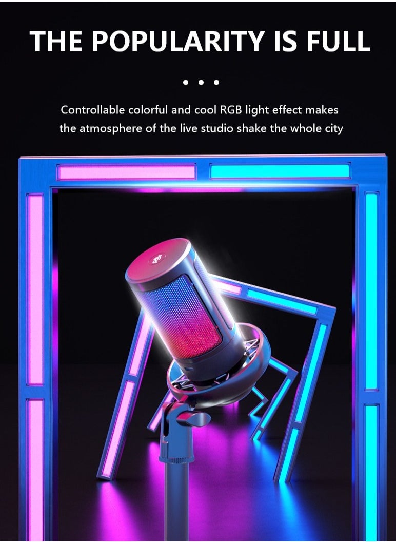 Joshberg - Gaming Microphone, USB PC Mic for Podcasts Videos, Streaming, Condenser Mic with Quick Mute, Tripod Stand, Pop Filter, RGB Indicator, Shock Mount, Rotate gain button, Compatible with PS4/5/PC - Image 1