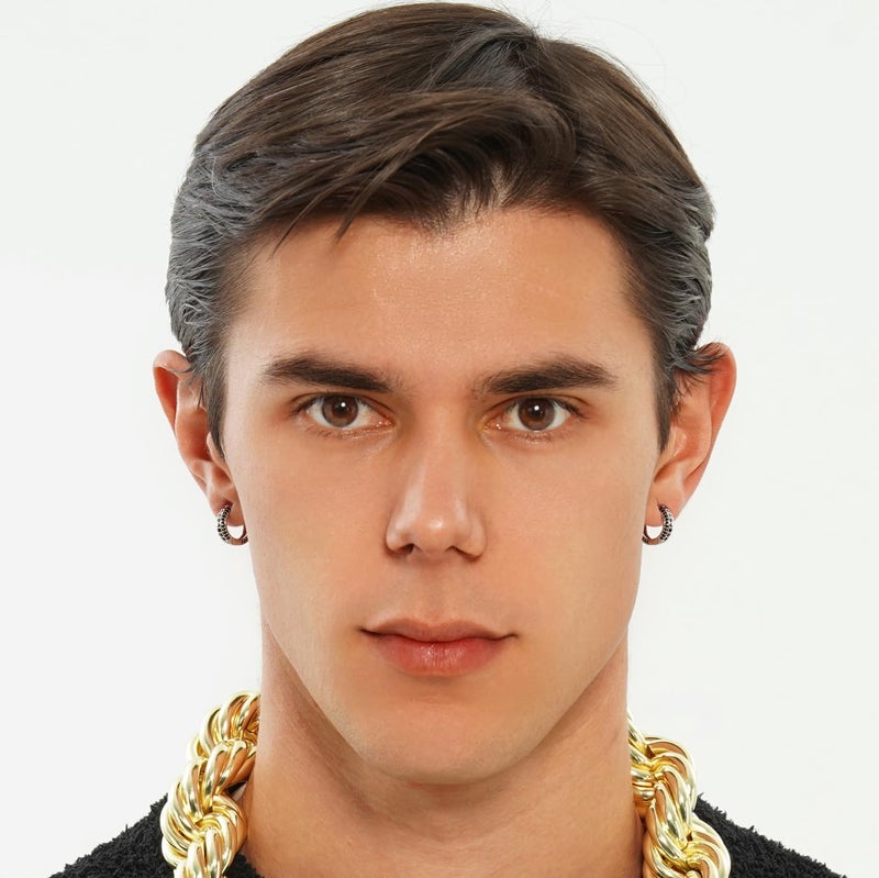 TOPGRILLZ Iced Out Hoop Earrings Cubic Zirconia Huggie Cartilage Cuff Hypoallergenic 14K Gold Plated Luxury Fashion Round Circle Earrings For Men Women-18BS - Image 4