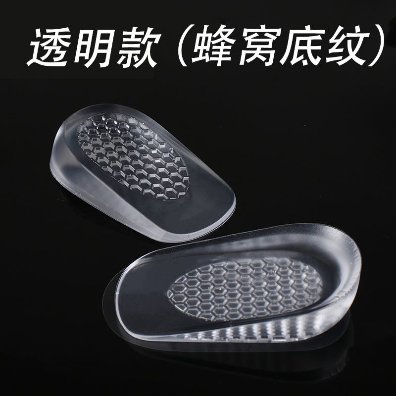 Boots for Men and Women Transparent Invisible Fleece Socks Inner Height Increasing Half Pad Silicone Inner Height Increasing InsoleTransparent (honeycomb shading) Transparent (honeycomb shading) 