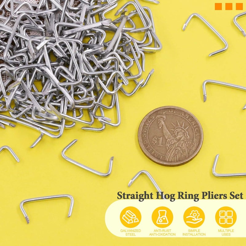 Rustark 1000 Pcs 3/4" Galvanized Hog Rings, Professional Upholstery Hog Rings Set for Furniture,Fencing,Bagging, Railing, Sausage Casing, Meat bags, Shock Cords - Image 3