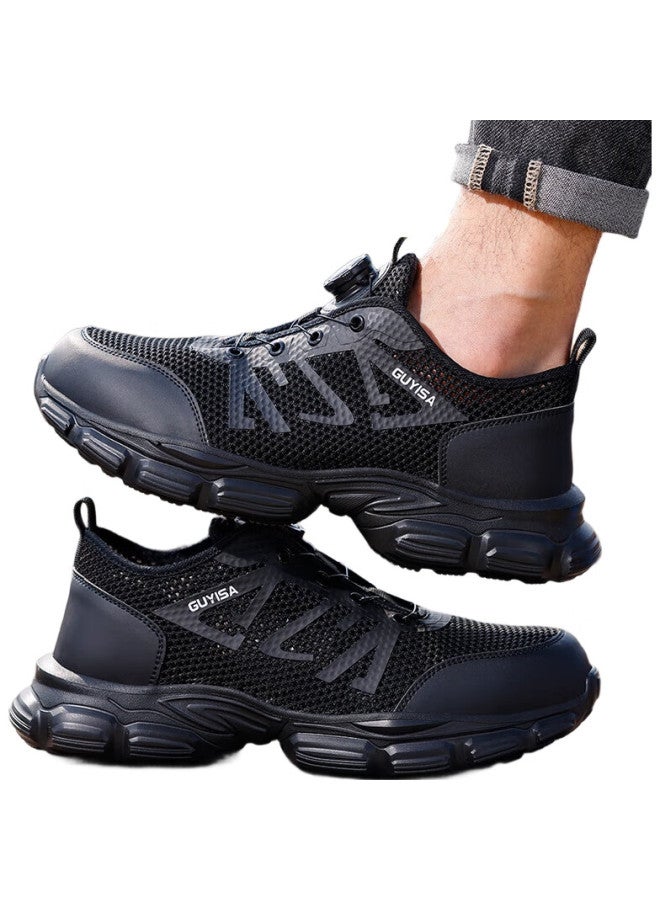 GUYISA Men'S Summer Breathable Anti-Odor Steel Toe Cap Puncture-Resistant Safety Work Shoes 3117Bkt 40 - Image 3