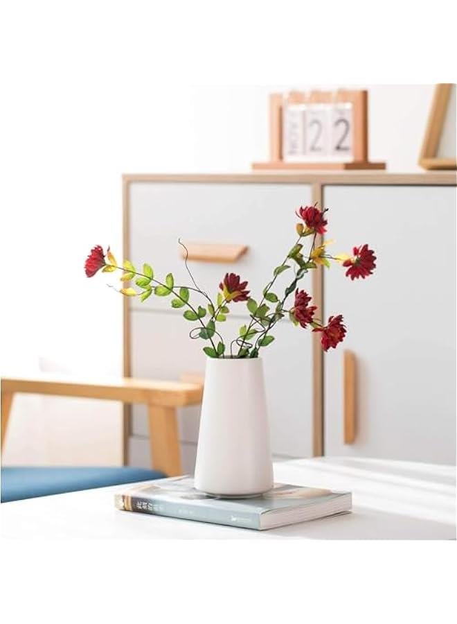 هوكور مزهرية سيراميك من تراسل - مزهرية زهور بنمط بسيط لرف الطاولة العصري وديكور المنزل، مناسبة للمدفاة وغرفة النوم والمطبخ وغرفة المعيشة والمكتب (ابيض) - Image 2