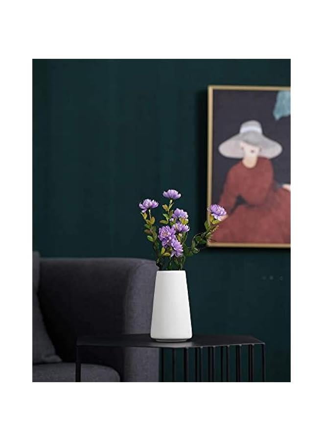 هوكور مزهرية سيراميك من تراسل - مزهرية زهور بنمط بسيط لرف الطاولة العصري وديكور المنزل، مناسبة للمدفاة وغرفة النوم والمطبخ وغرفة المعيشة والمكتب (ابيض) - Image 3