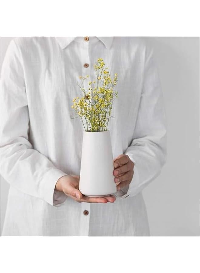 هوكور مزهرية سيراميك من تراسل - مزهرية زهور بنمط بسيط لرف الطاولة العصري وديكور المنزل، مناسبة للمدفاة وغرفة النوم والمطبخ وغرفة المعيشة والمكتب (ابيض) - Image 5
