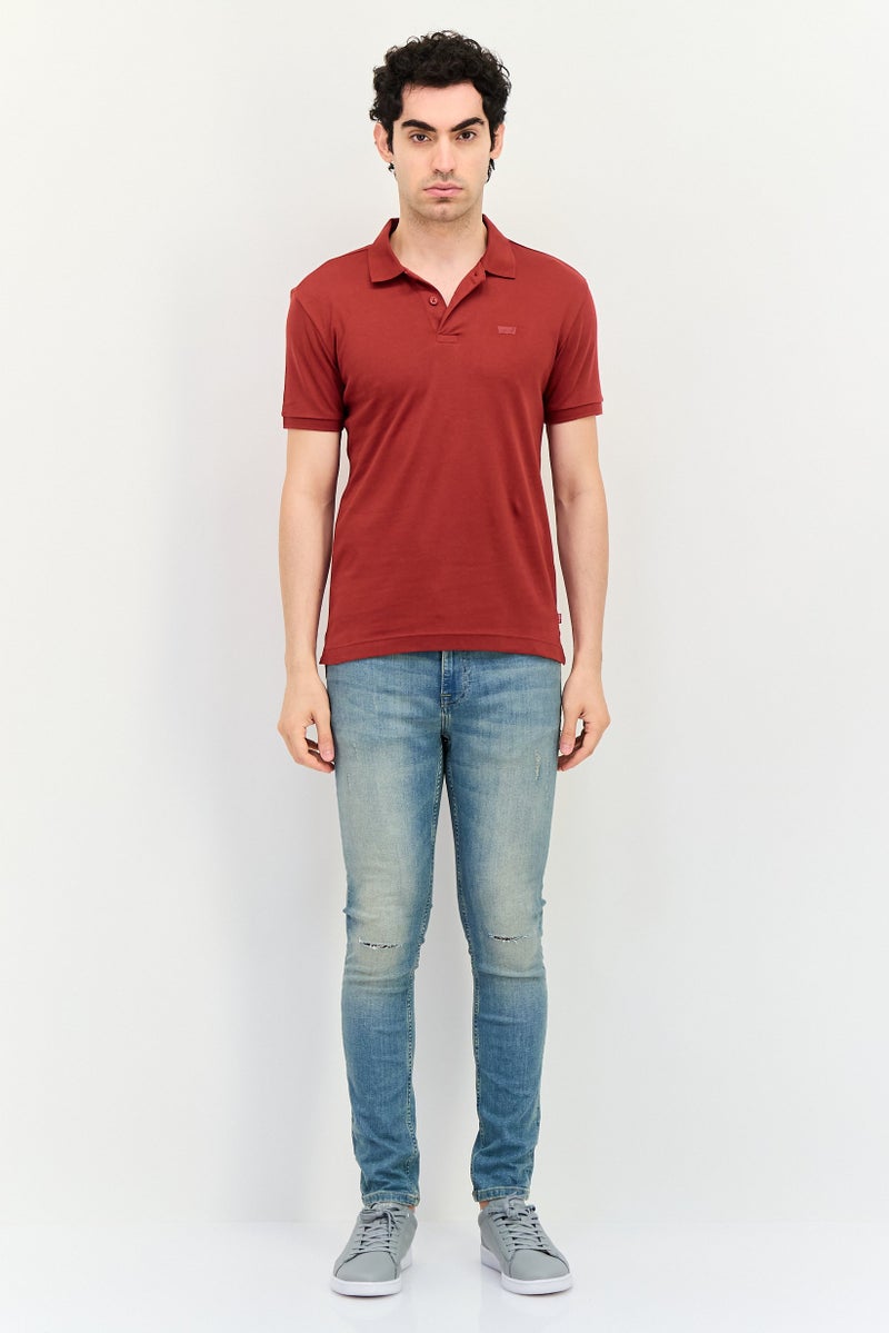 Levi's قميص بولو قصير الأكمام بتصميم عادي للرجال بشعار العلامة التجارية، مارون - Image 3