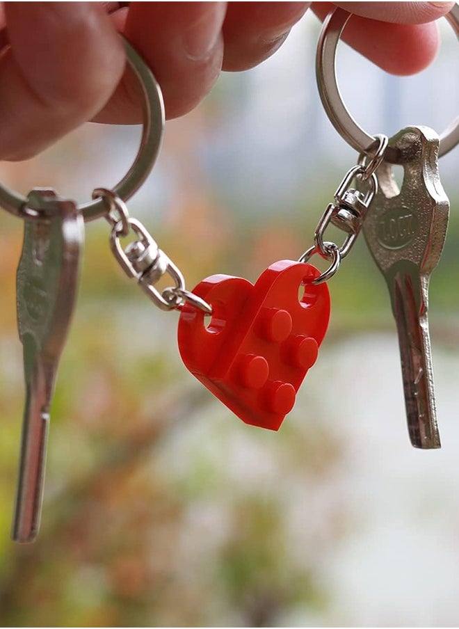 Generic - Matching Couple Heart Keychain, Cartoon Keychain Premium Accessories, Boyfriend Girlfriend Stuff Him Friends Set, Compatible with Lego Gifts, Key Purse Handbag Charms Pendant Car Chain Creative Gift - Image 1