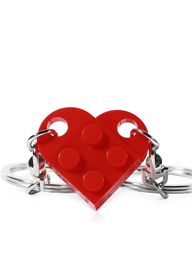 Generic - Matching Couple Heart Keychain, Cartoon Keychain Premium Accessories, Boyfriend Girlfriend Stuff Him Friends Set, Compatible with Lego Gifts, Key Purse Handbag Charms Pendant Car Chain Creative Gift - Image 1